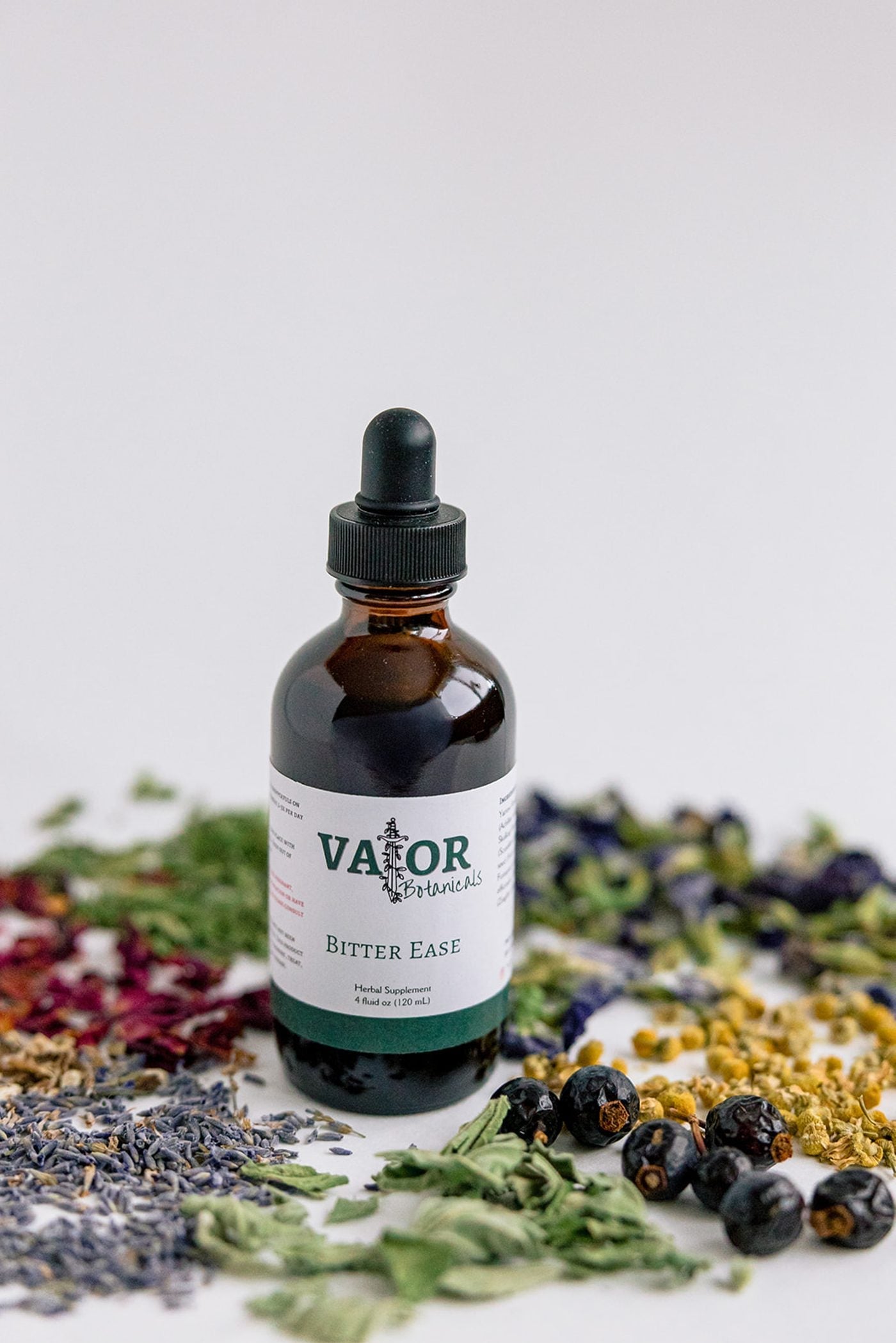 Bitter Ease herbal tincture on botanicals