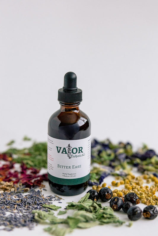 Bitter Ease herbal tincture on botanicals
